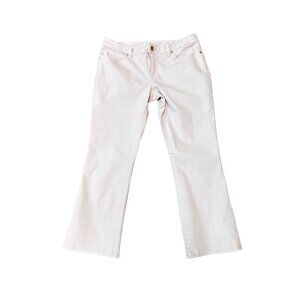 Tory Burch Womens Light Pink Denim Crop Jeans Size 31 Bootcut Embroidered Pocket